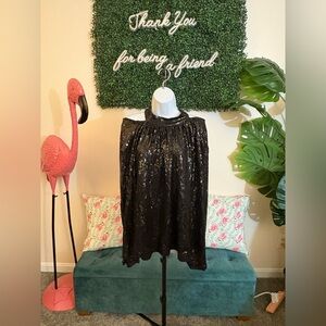 Eloquii Elements- Black Sequin Cape-Style Blouse
